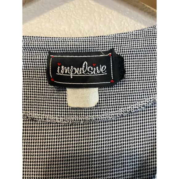 VTG Impulsive 90s Micro Hounds tooth Midi Dress Attached Eyelet Vest Academia Sm - Picture 3 of 13